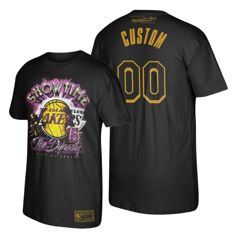 Men's Los Angeles Lakers Custom #00 NBA 16 The Dynasty Showtime Finals Champions Black Basketball T-Shirt QAC0583HR